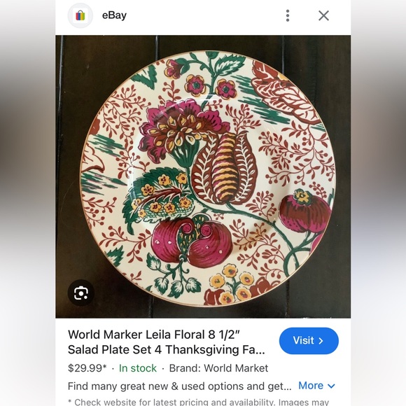 ๐ HP! 2 World Market Leila Bohemian design Plates. - Picture 7 of 7